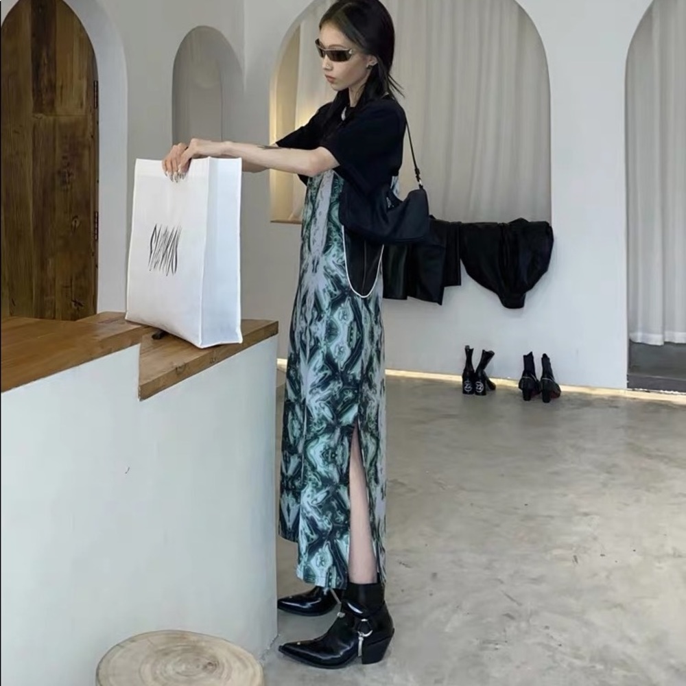 Dress with snake strips